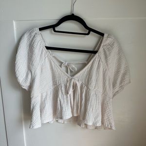White Linen Crop Top
